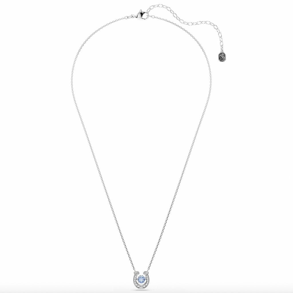 Symbolica: Pave Blue Round Cut Horseshoe Silver Necklace
