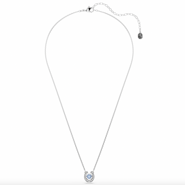 Symbolica: Pave Blue Round Cut Horseshoe Silver Necklace