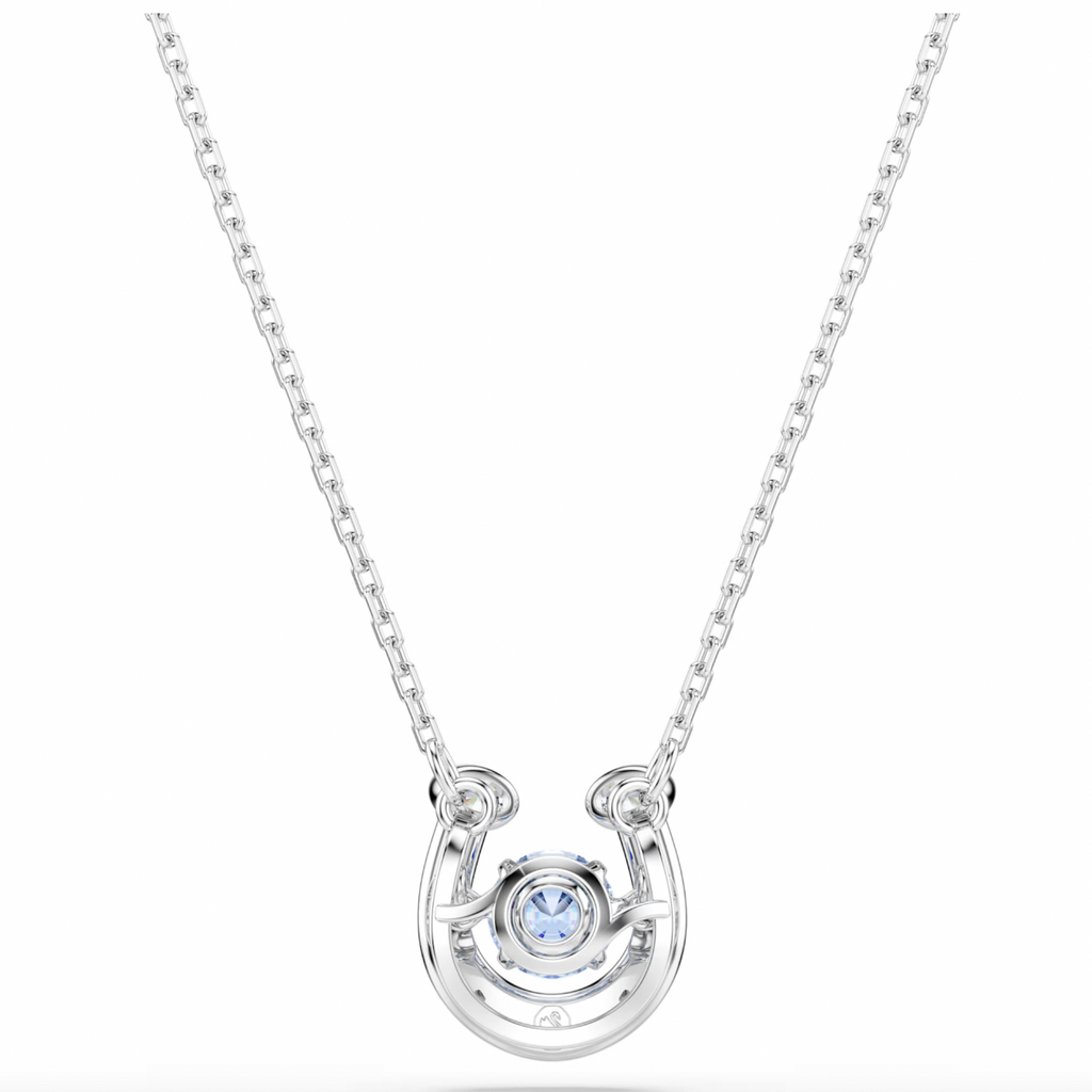 Symbolica: Pave Blue Round Cut Horseshoe Silver Necklace