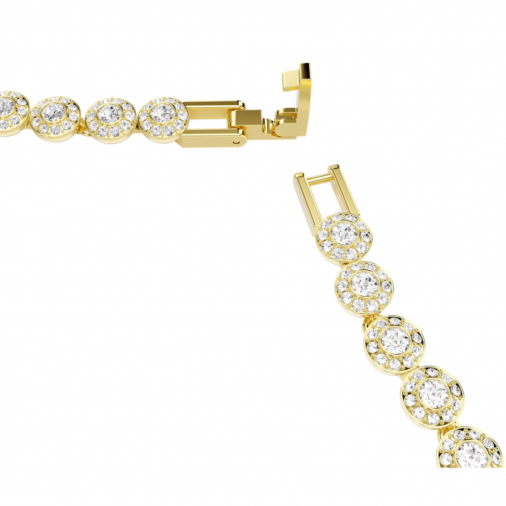 Una Angelic: Small White Round Cut Gold Tone Necklace