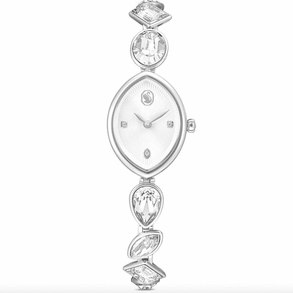 Gema: White Crystal Bracelet Silver Watch