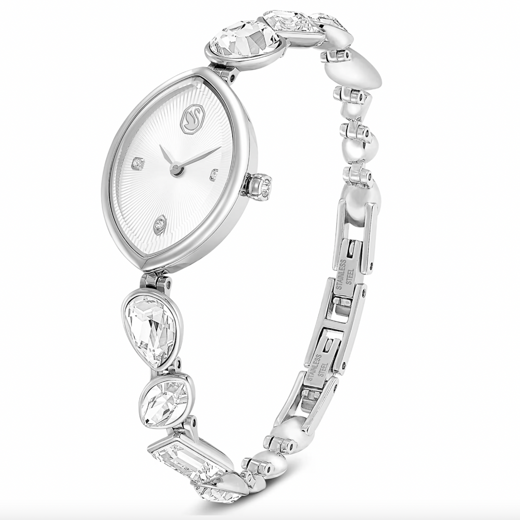 Gema: White Crystal Bracelet Silver Watch