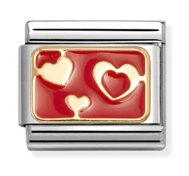 Love - Hearts on Red Plate Gold Charm