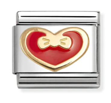 Love - Hearts with Bow Gold Charm