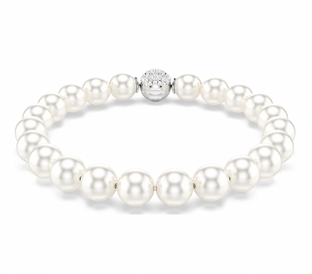 Matrix: White Crystal Pearl Silver Bracelet