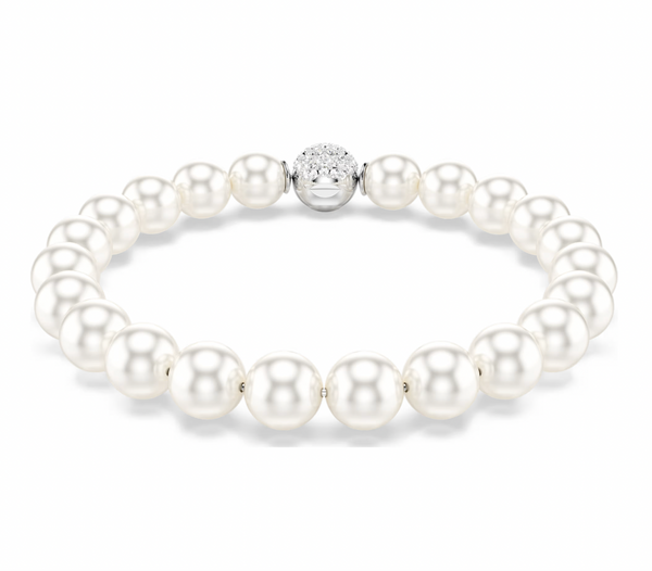 Matrix: White Crystal Pearl Silver Bracelet