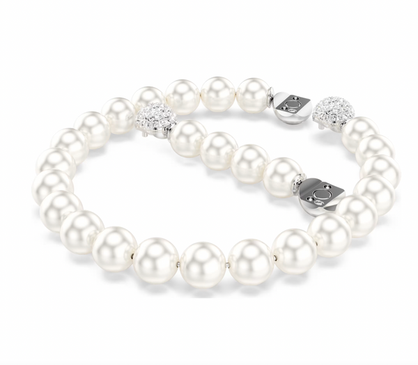 Matrix: White Crystal Pearl Silver Bracelet