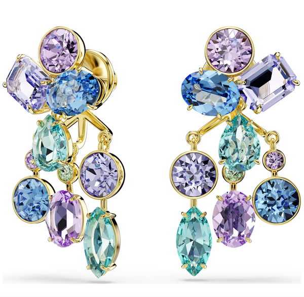 Gema: Multicoloured Mixed Cuts Crystals Gold Earring Jackets
