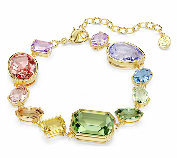 Gema: Multicoloured Mixed Cuts Crystals Gold Bracelet