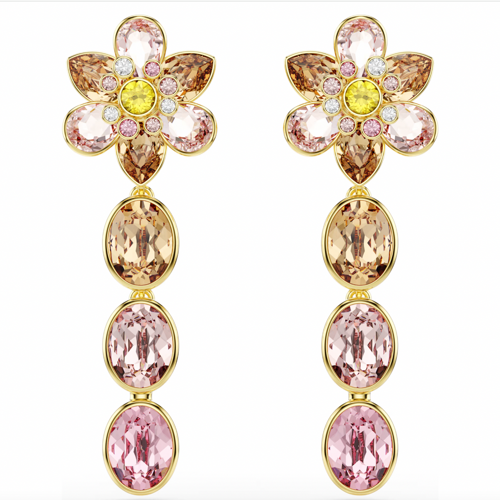 Idyllia Mixed Cut Multicoloured Flower Drop Earrings