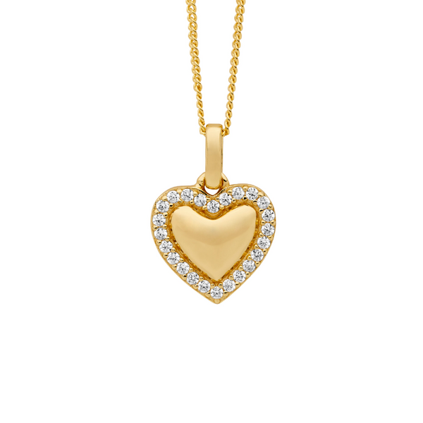 11mm Heart with Cubic Zirconias Necklace - 3 Colours