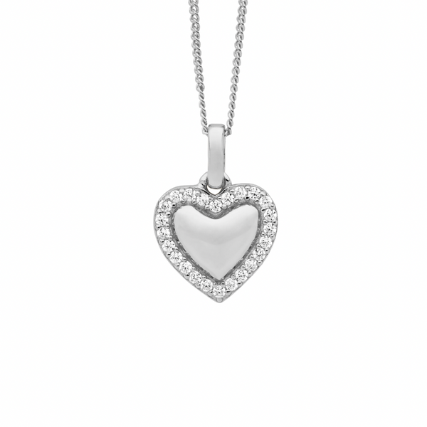 11mm Heart with Cubic Zirconias Necklace - 3 Colours