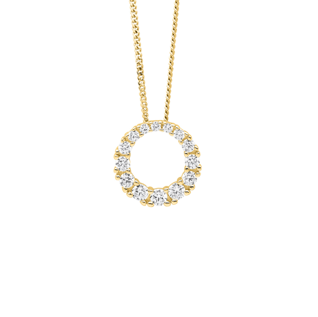 Circle with Cubic Zirconias - Earrings & Necklace