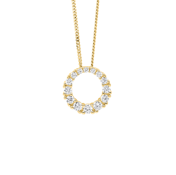 Circle with Cubic Zirconias - Earrings & Necklace