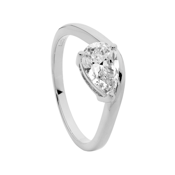 Ring - Pear Cut Cubic Zirconia Band- Different Colours & Sizes Available