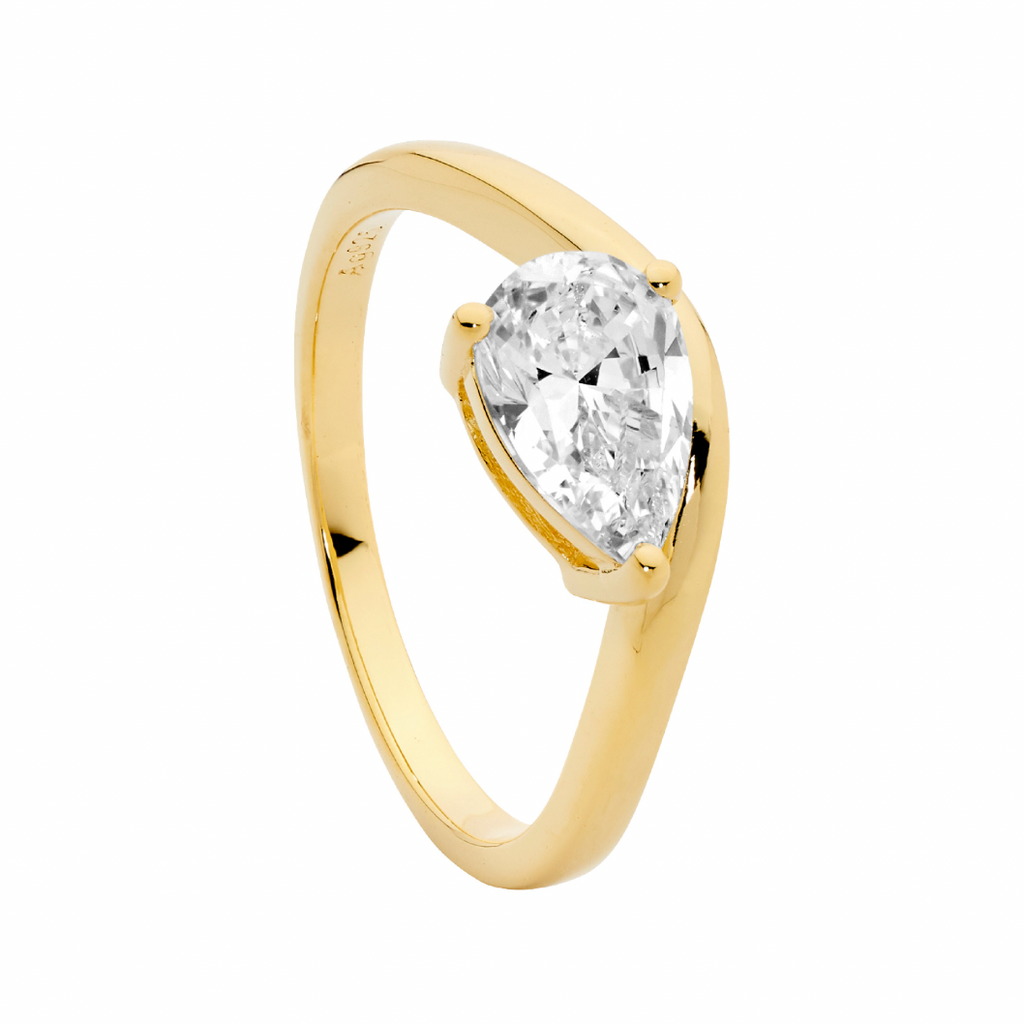 Ring - Pear Cut Cubic Zirconia Band- 2 colours