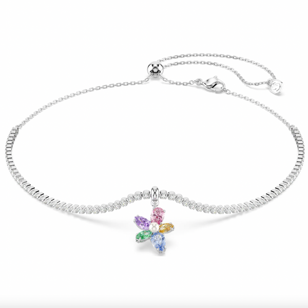 2026 Capsule Ariana Grande: Flower Multicoloured Mixed Cuts Crystals Silver Choker