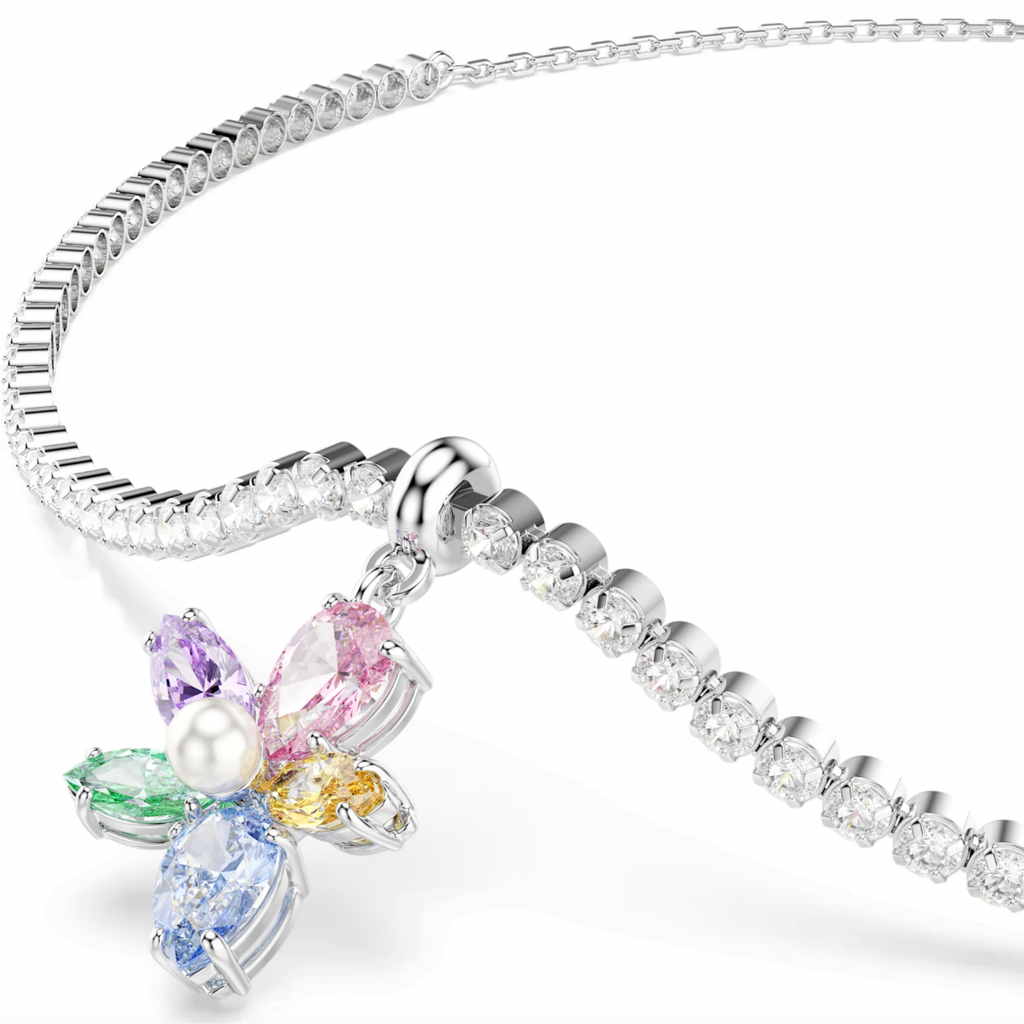 2026 Capsule Ariana Grande: Flower Multicoloured Mixed Cuts Crystals Silver Choker