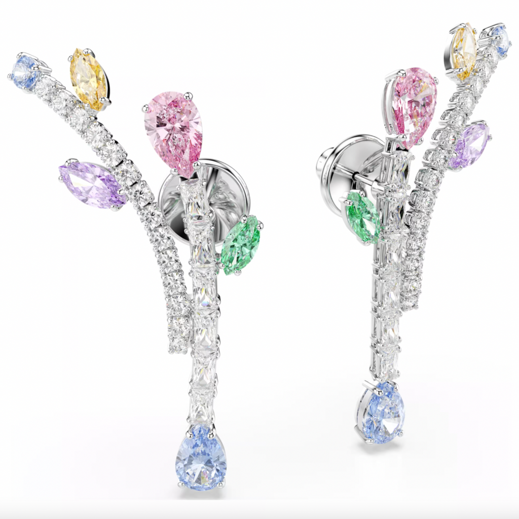 2026 Capsule Ariana Grande: Multicoloured Mixed Cuts Silver Drop Earring