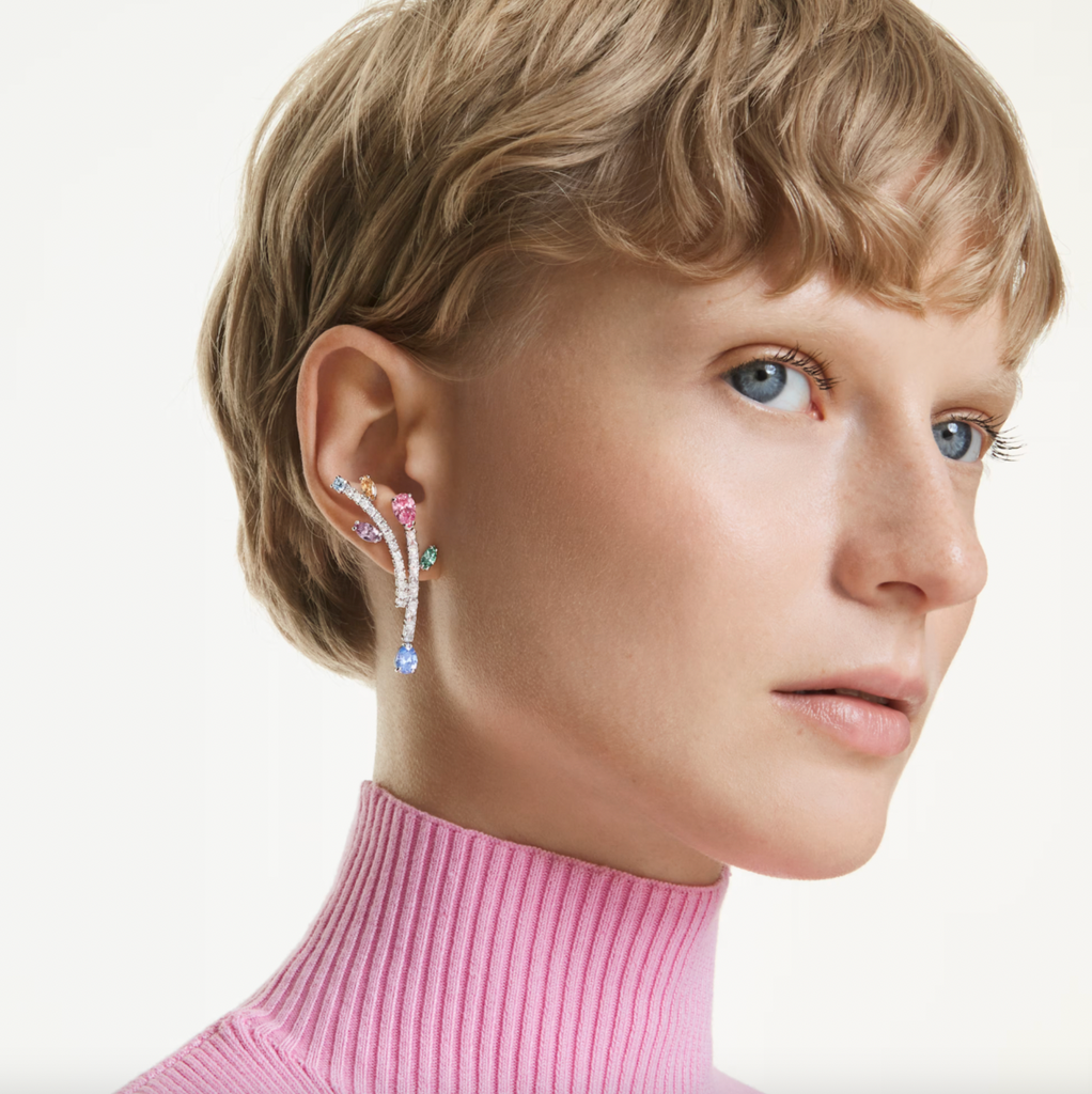 2026 Capsule Ariana Grande: Multicoloured Mixed Cuts Silver Drop Earring