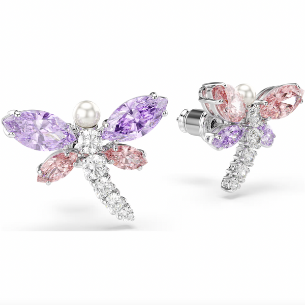 2026 Capsule Ariana Grande: Dragonfly Multicoloured Mixed Cuts Crystals Silver Stud Earrings