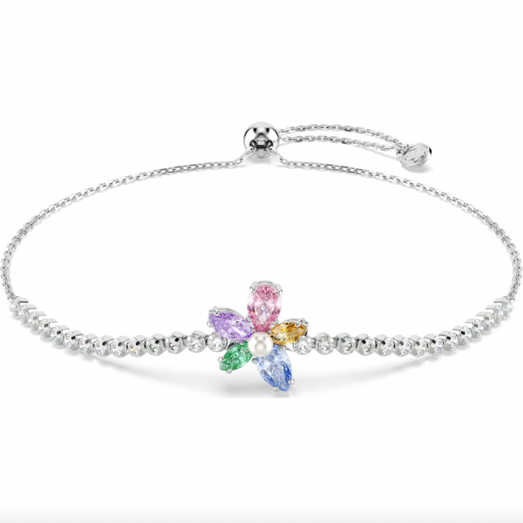 2026 Capsule Ariana Grande: Flower Multicoloured Mixed Cuts Crystals Silver Bracelet