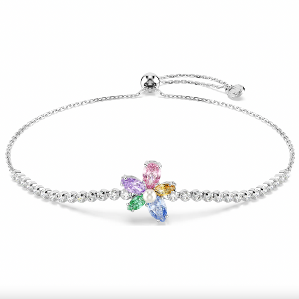 2026 Capsule Ariana Grande: Flower Multicoloured Mixed Cuts Crystals Silver Bracelet