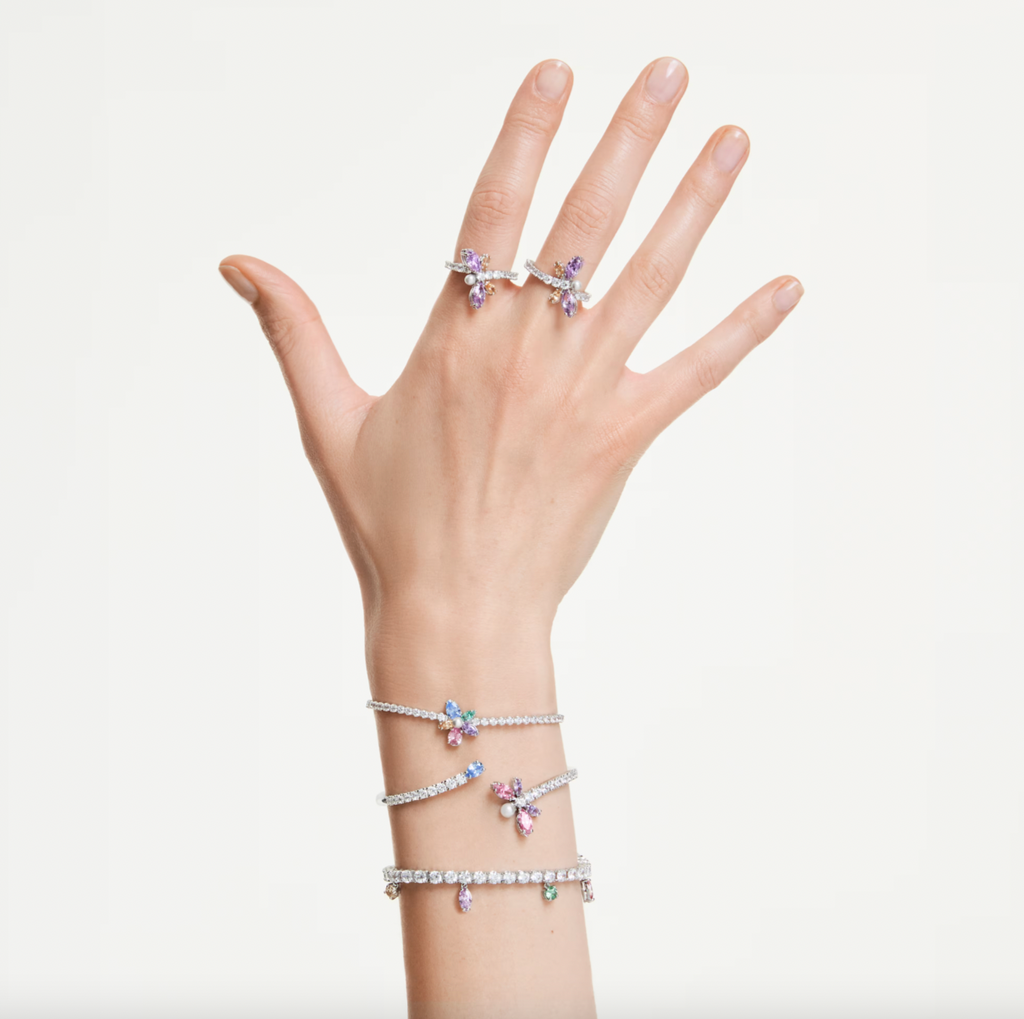 2026 Capsule Ariana Grande: Multicoloured Mixed Cuts Dragonfly Silver Bangle