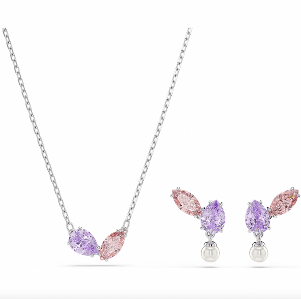 2026 Capsule Ariana Grande: Multicoloured Mixed Cuts Silver Necklace & Earring Set