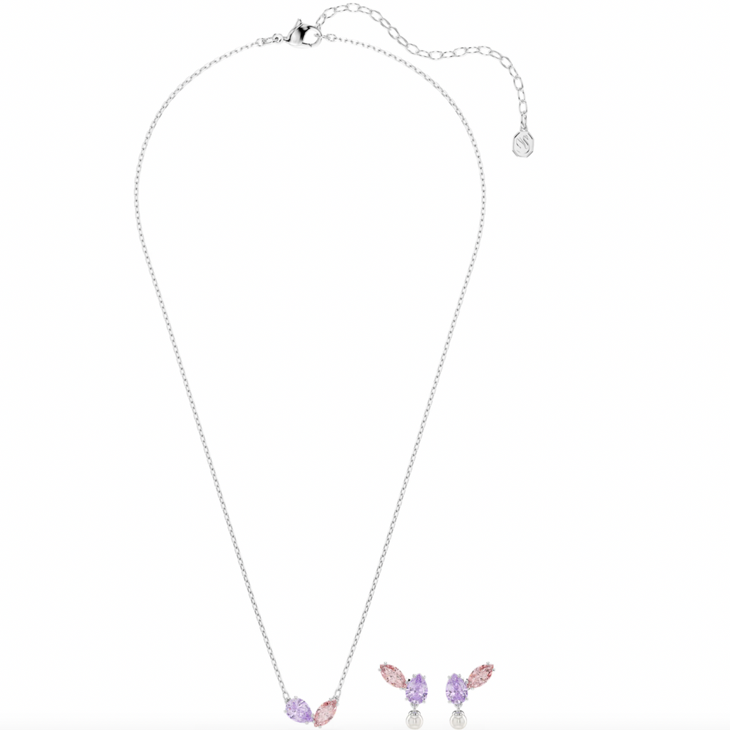 2026 Capsule Ariana Grande: Multicoloured Mixed Cuts Silver Necklace & Earring Set