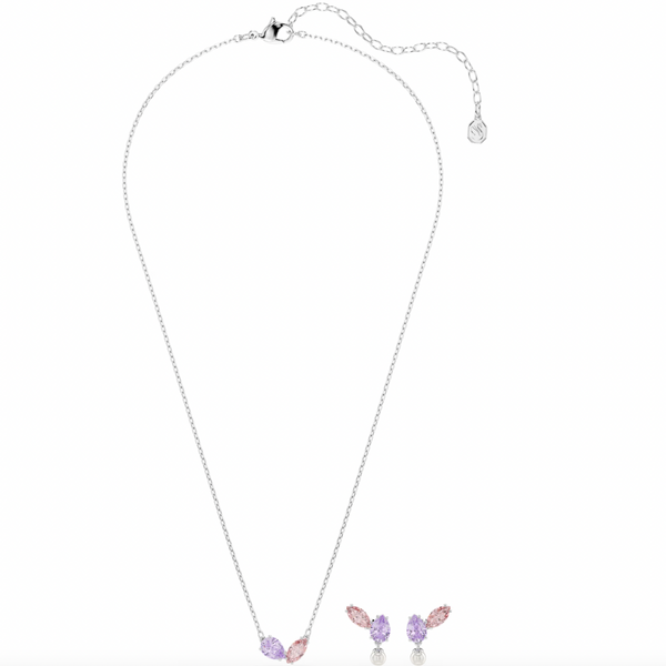 2026 Capsule Ariana Grande: Multicoloured Mixed Cuts Silver Necklace & Earring Set