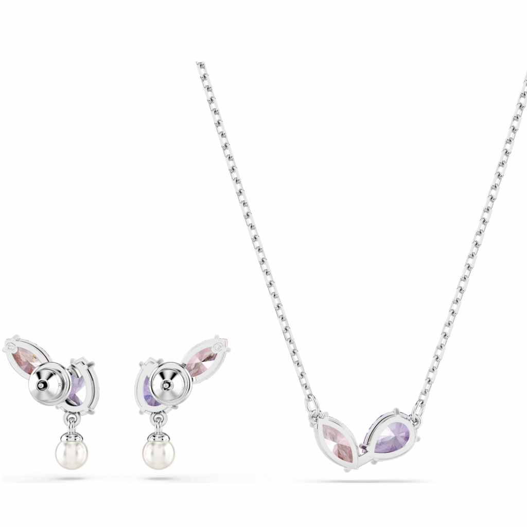 2026 Capsule Ariana Grande: Multicoloured Mixed Cuts Silver Necklace & Earring Set