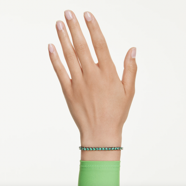 Matrix: Round Cut, Green Ruthenium Plated Tennis Bracelet