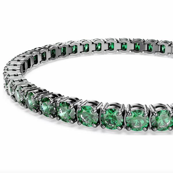 Matrix: Round Cut, Green Ruthenium Plated Tennis Bracelet