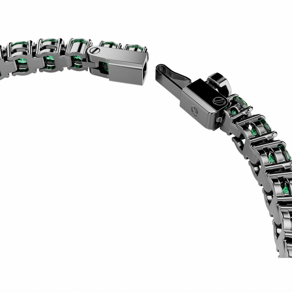 Matrix: Round Cut, Green Ruthenium Plated Tennis Bracelet