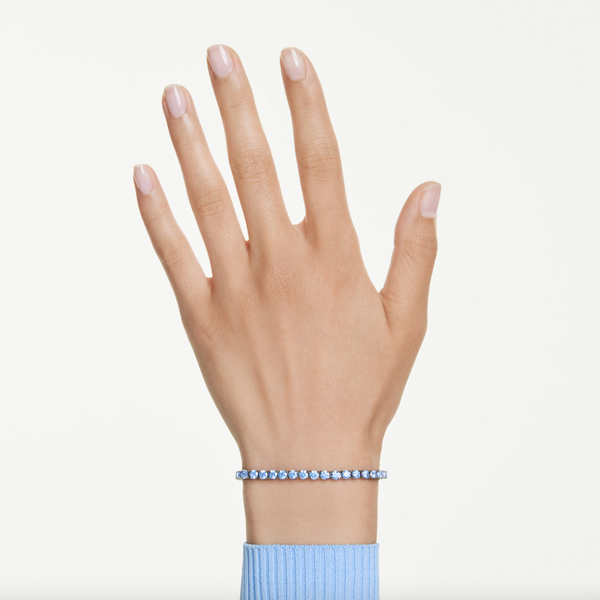 Matrix: Round Cut, Blue Ruthenium Plated Tennis Bracelet