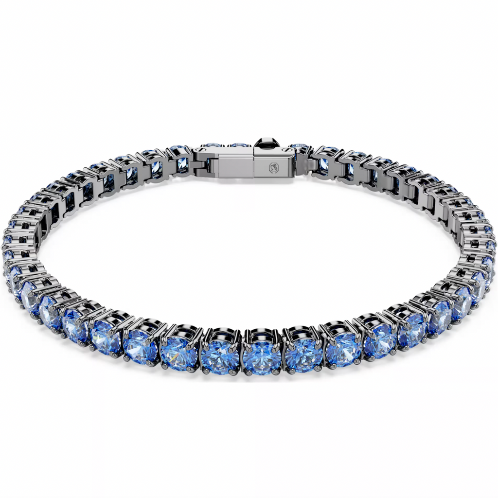 Matrix: Round Cut, Blue Ruthenium Plated Tennis Bracelet
