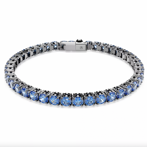 Matrix: Round Cut, Blue Ruthenium Plated Tennis Bracelet