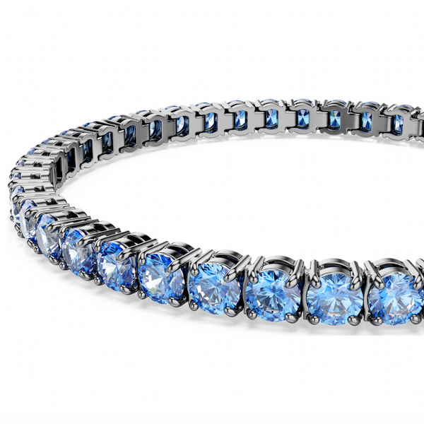 Matrix: Round Cut, Blue Ruthenium Plated Tennis Bracelet
