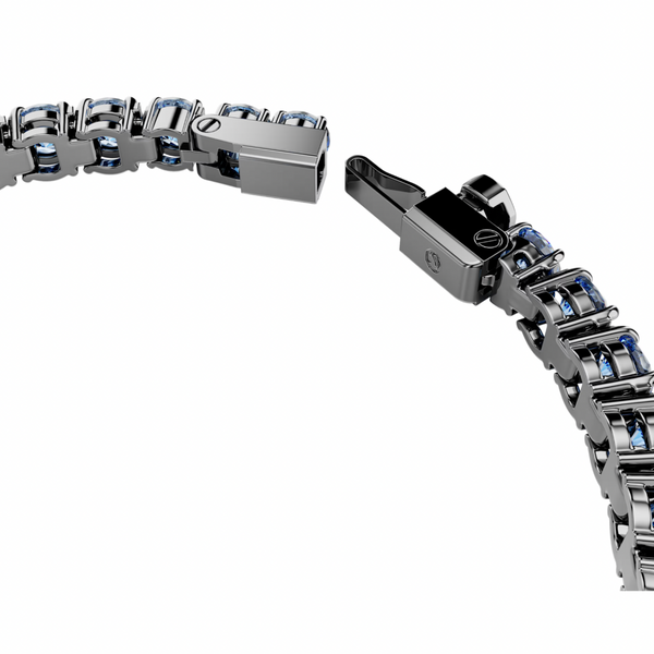 Matrix: Round Cut, Blue Ruthenium Plated Tennis Bracelet