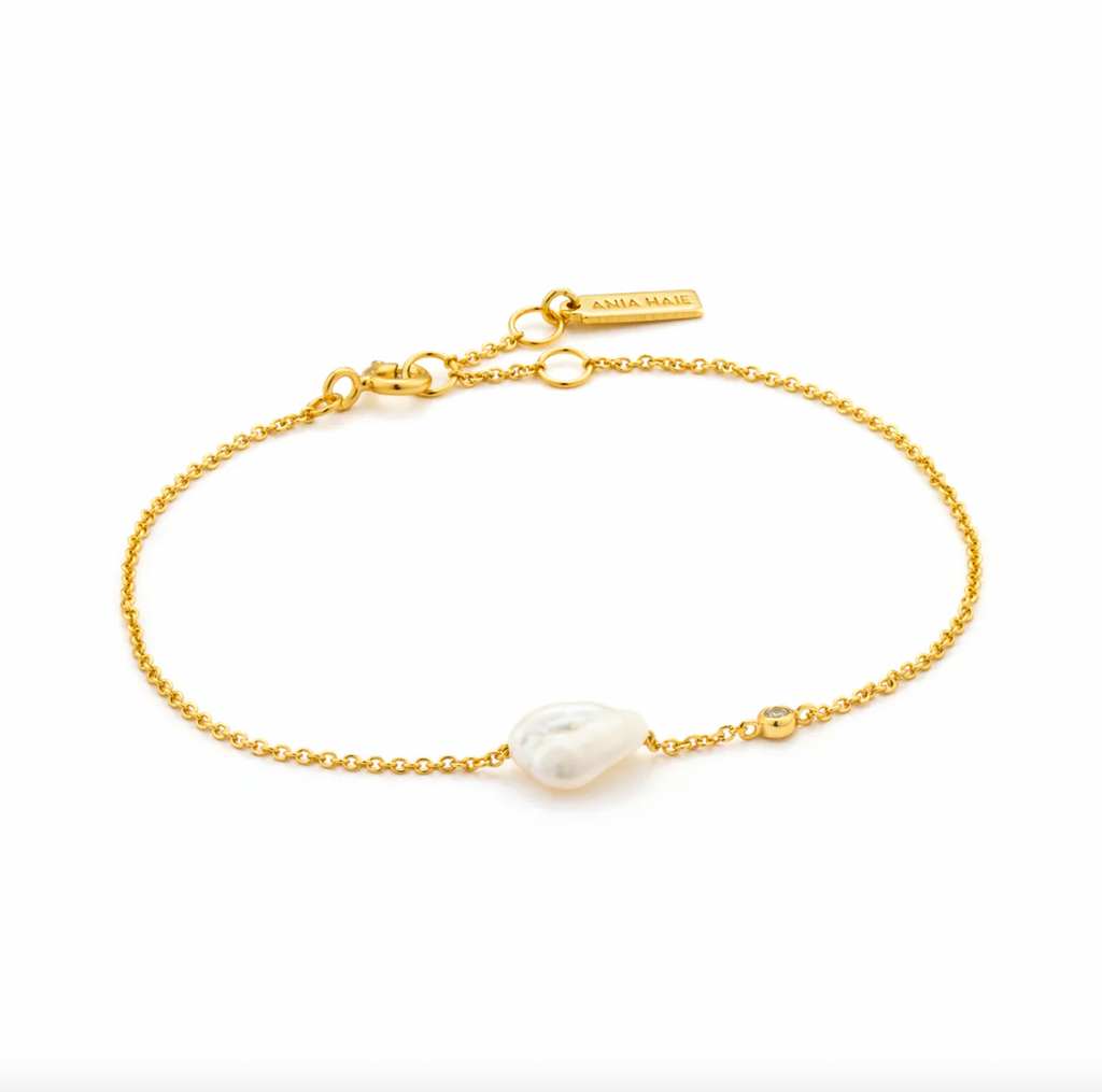 Pearl of Wisdom - Pearl with CZ Gold Bracelet