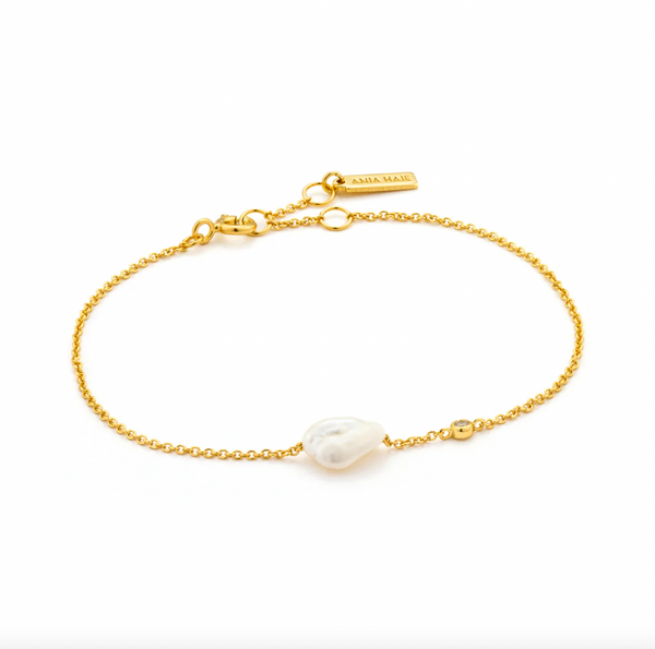 Pearl of Wisdom - Pearl with CZ Gold Bracelet