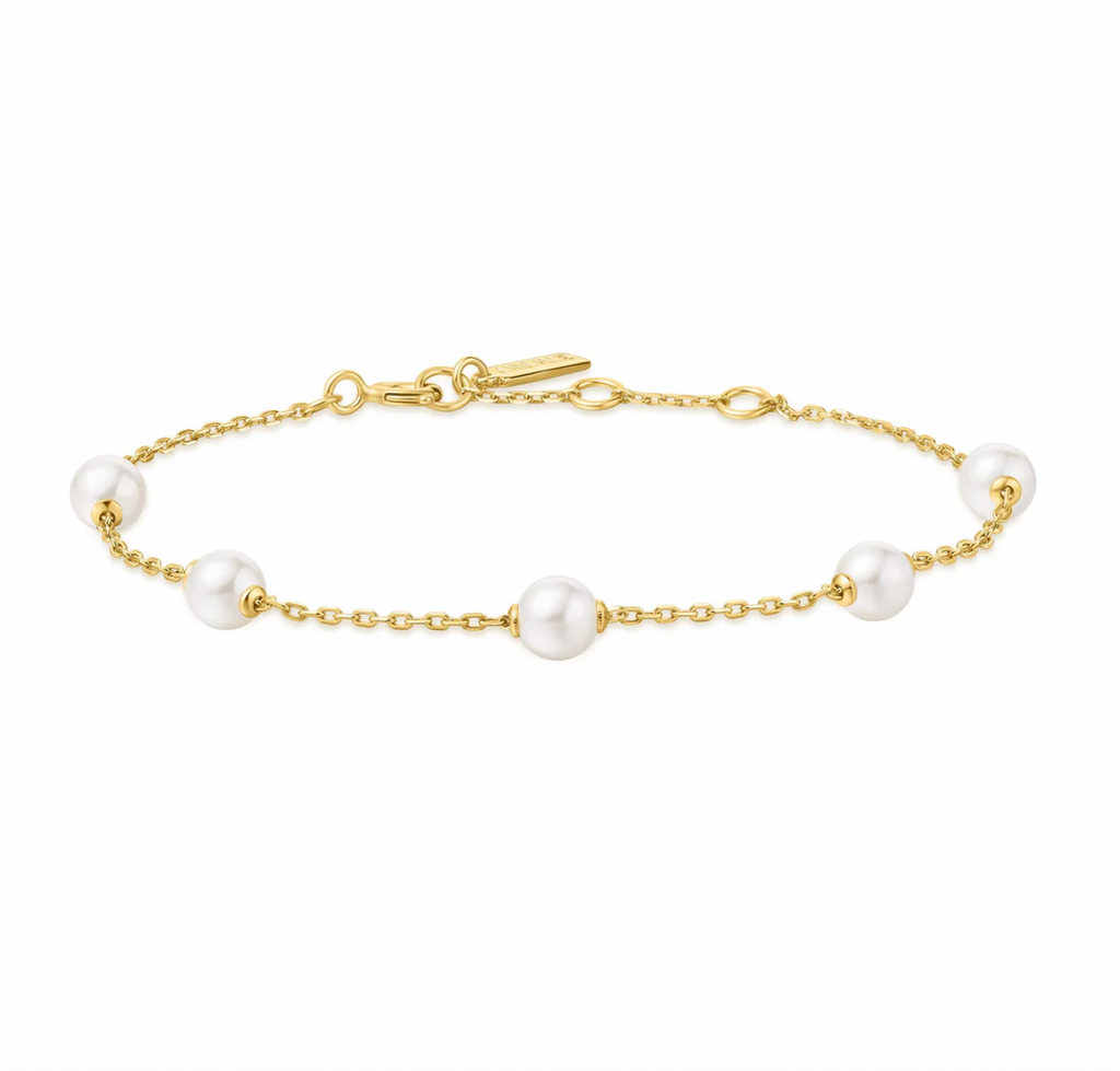 Miss Dainty: Pearl Station Gold Bracelet