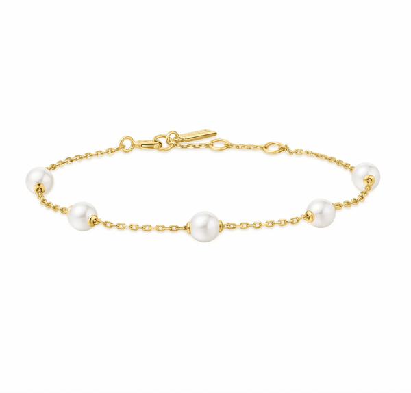 Miss Dainty: Pearl Station Gold Bracelet