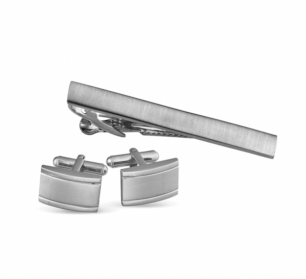 Blaze Fashion Sterling Silver Tiebar and Cufflink Set