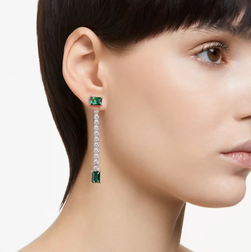 Matrix Mixed Cut Green Drop Earrings