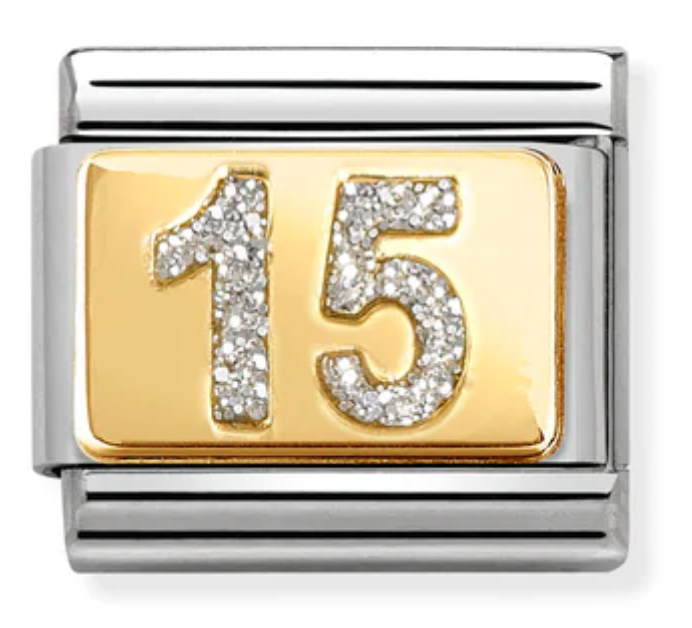 Birthday - 15th with Glitter Gold Charm