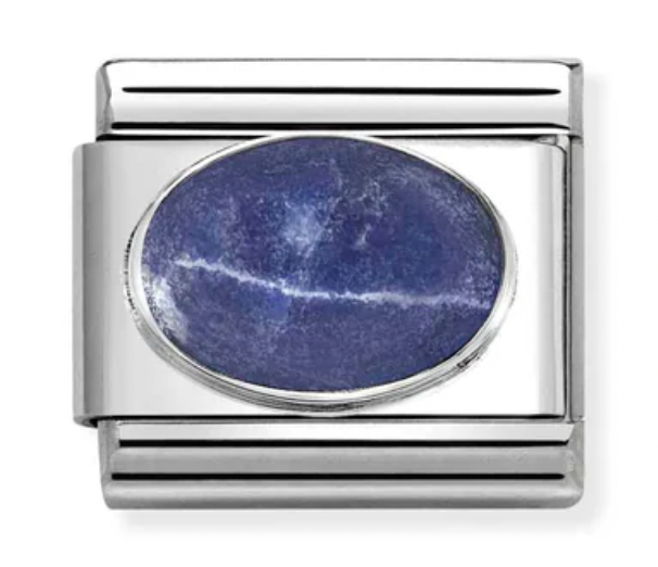 Hard Stone - Soldalite Matte Stone Silver Charm
