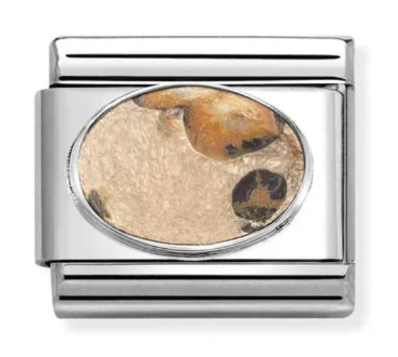 Hard Stone - Leopard Jasper Matte Stone Silver Charm