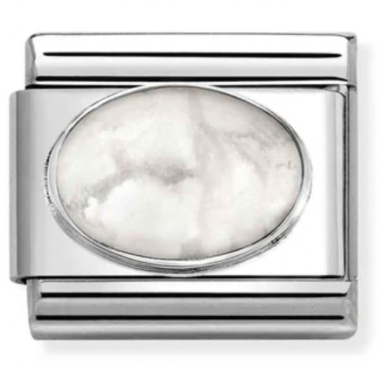 Hard Stone - White Howlite Matte Stone Silver Charm
